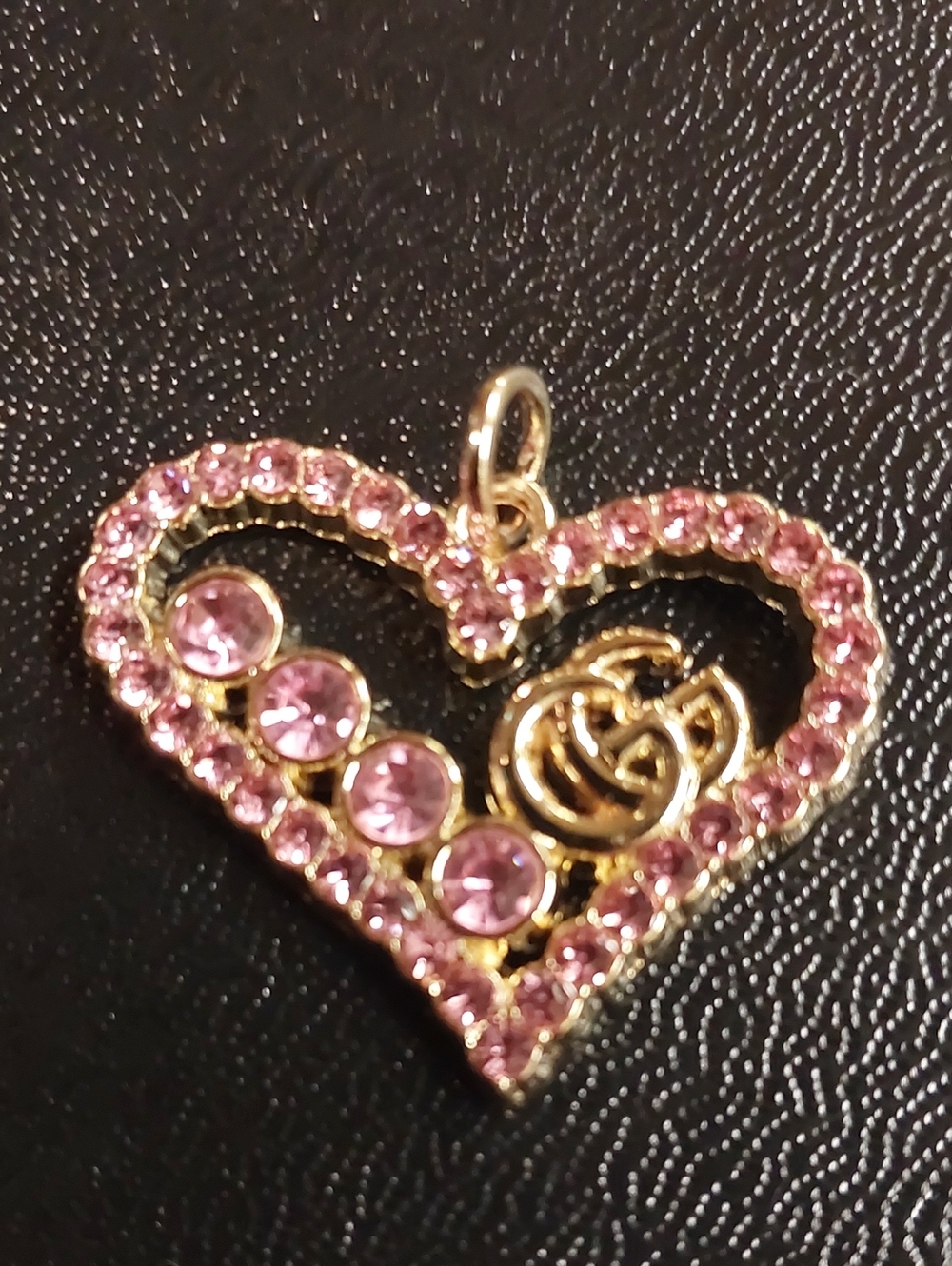 GG Pink Crystal Heart Charm Pendant